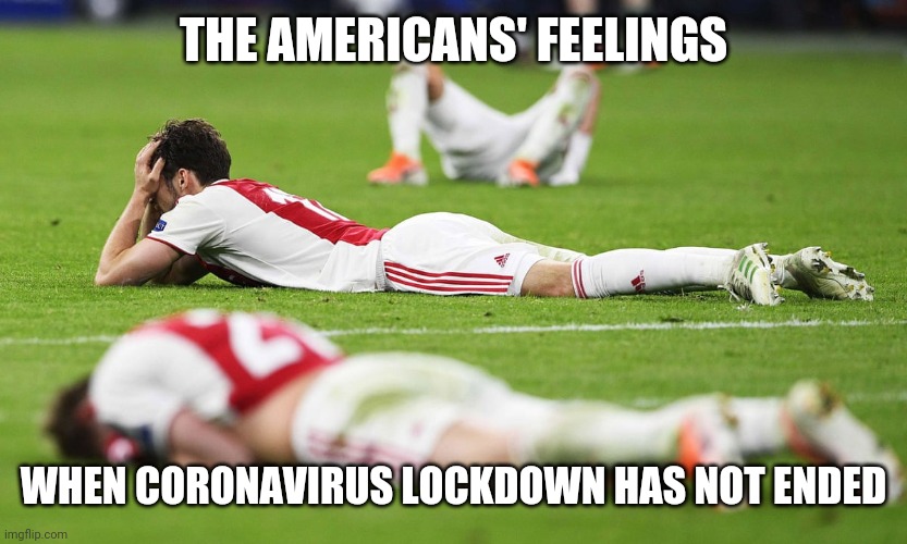 THE AMERICANS' FEELINGS; WHEN CORONAVIRUS LOCKDOWN HAS NOT ENDED | image tagged in coronavirus,memes,covid-19,covidiots,usa,america | made w/ Imgflip meme maker