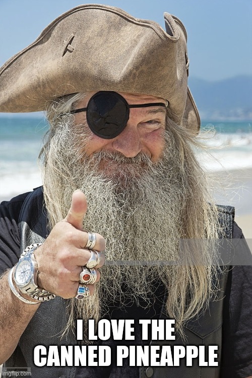PIRATE THUMBS UP | I LOVE THE CANNED PINEAPPLE | image tagged in pirate thumbs up | made w/ Imgflip meme maker