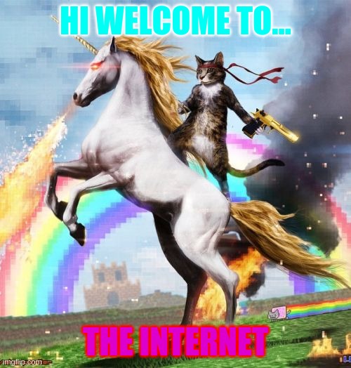 Welcome. | HI WELCOME TO... THE INTERNET | image tagged in memes,welcome to the internets | made w/ Imgflip meme maker
