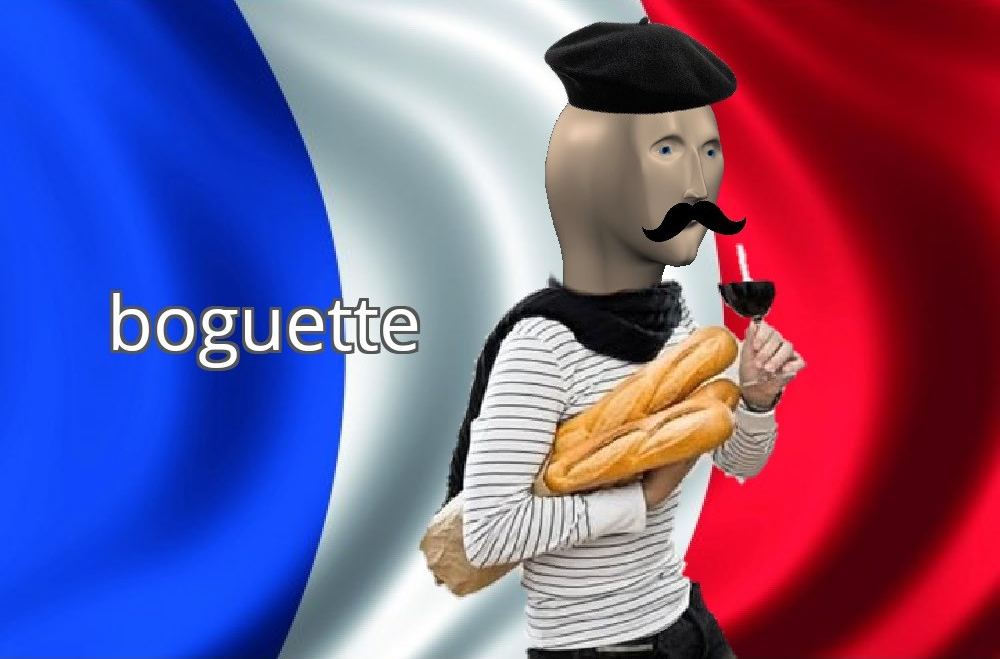 Caption this Meme. aka: Meme man french, baguette, france. 