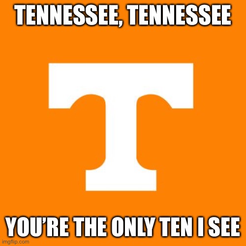 Ima make state themed pick up lines | TENNESSEE, TENNESSEE; YOU’RE THE ONLY TEN I SEE | image tagged in tennessee vols | made w/ Imgflip meme maker