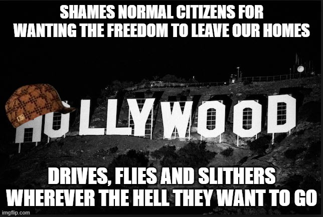 Scumbag Hollywood Quarantine | image tagged in hollywood,quarantine,covid,freedom,democrats,celebrities | made w/ Imgflip meme maker
