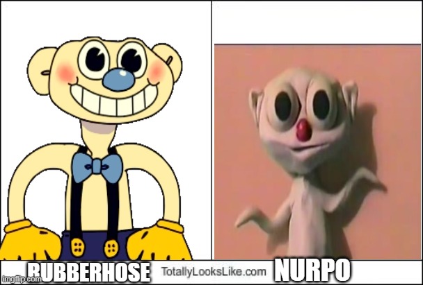 Rubberhose totally looks like Nurpo | NURPO; RUBBERHOSE | image tagged in bear alpha,nurpo,totally looks like | made w/ Imgflip meme maker