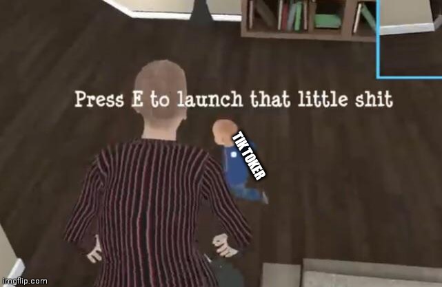 Press E to launch that little shit | TIK TOKER | image tagged in press e to launch that little shit | made w/ Imgflip meme maker