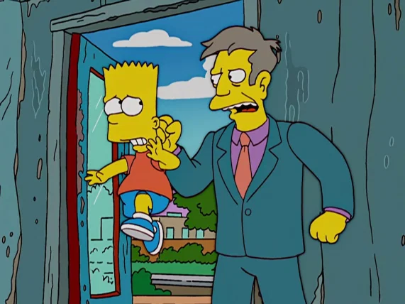 Principal skinner grabbing Bart Simpson Blank Meme Template