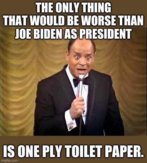 If his administration would be as transparent as the toilet paper, that could be plus. | THE ONLY THING THAT WOULD BE WORSE THAN JOE BIDEN AS PRESIDENT; IS ONE PLY TOILET PAPER. | image tagged in don rickles insult | made w/ Imgflip meme maker