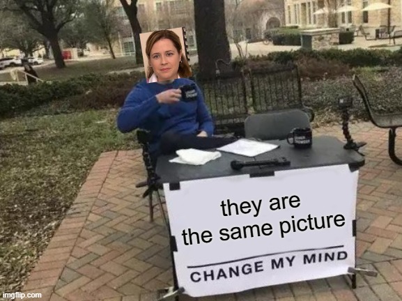 change my mind | they are the same picture | image tagged in memes,change my mind | made w/ Imgflip meme maker