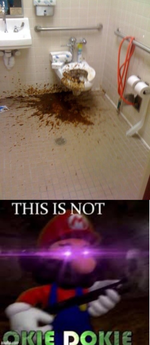 Mario is angry | image tagged in girls poop too,mario not okie dokie | made w/ Imgflip meme maker