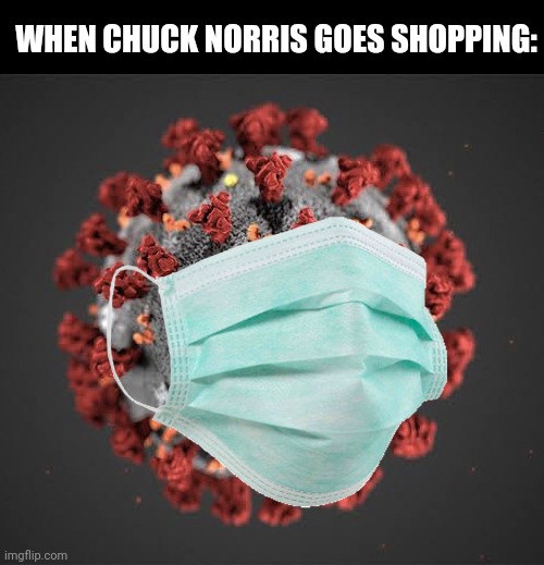 Facemasks offer no protection! | WHEN CHUCK NORRIS GOES SHOPPING: | image tagged in corona virus,covidiots,facemask,this is worthless,chuck norris,chuck norris laughing | made w/ Imgflip meme maker