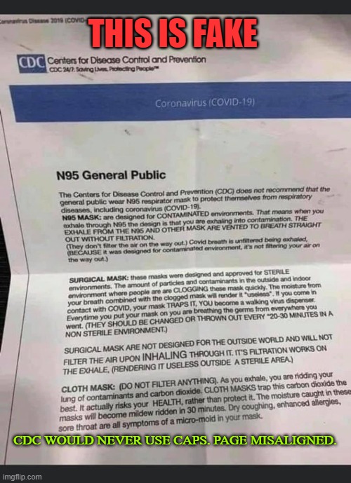 FAKE CDC DOC Circulating - Call it out! | THIS IS FAKE; CDC WOULD NEVER USE CAPS. PAGE MISALIGNED. | image tagged in cdc,trump,putin,election 2020 | made w/ Imgflip meme maker