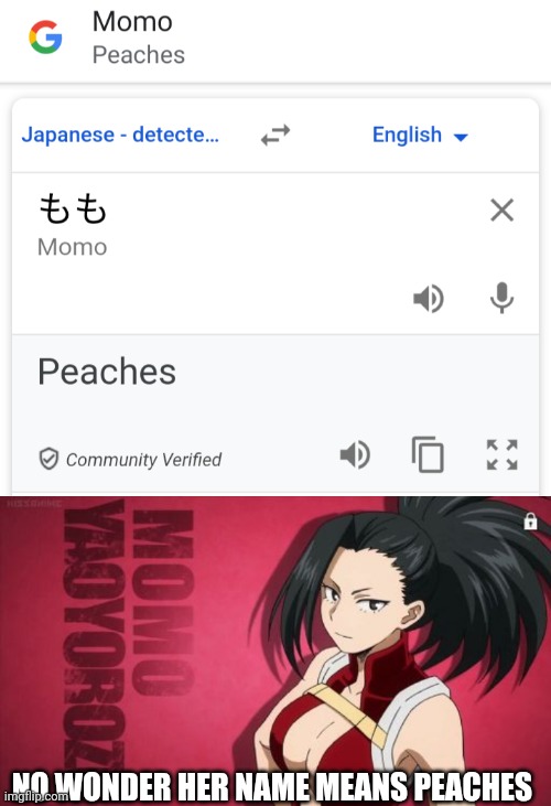 Momo Yaoyurozo (if you know you know) | NO WONDER HER NAME MEANS PEACHES | image tagged in bnha,my hero academia,boku no hero academia,mha | made w/ Imgflip meme maker