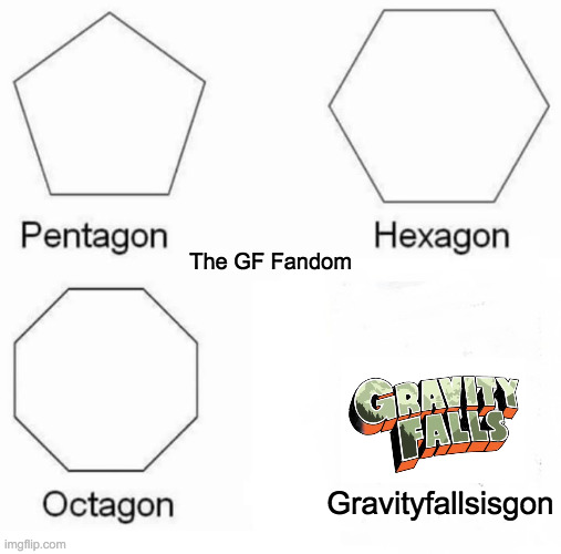 Gravity Falls Meme | The GF Fandom; Gravityfallsisgon | image tagged in memes,pentagon hexagon octagon | made w/ Imgflip meme maker