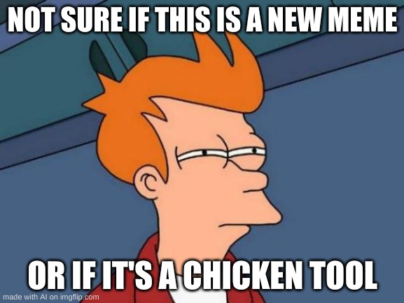 Futurama Fry Meme | NOT SURE IF THIS IS A NEW MEME; OR IF IT'S A CHICKEN TOOL | image tagged in memes,futurama fry | made w/ Imgflip meme maker