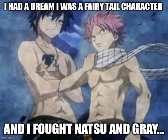 Ooooof | I HAD A DREAM I WAS A FAIRY TAIL CHARACTER; AND I FOUGHT NATSU AND GRAY... | made w/ Imgflip meme maker