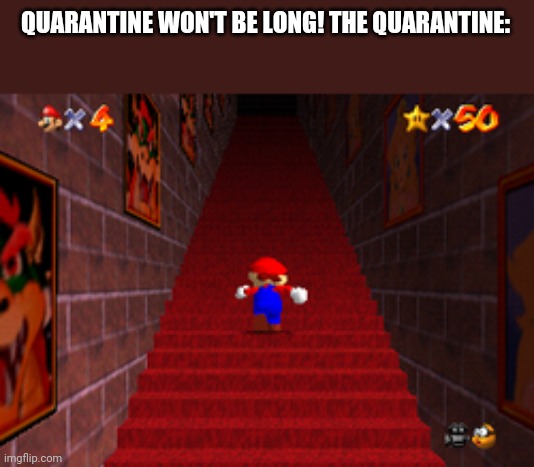 QUARANTINE WON'T BE LONG! THE QUARANTINE: | image tagged in quarantine,mario,memes | made w/ Imgflip meme maker