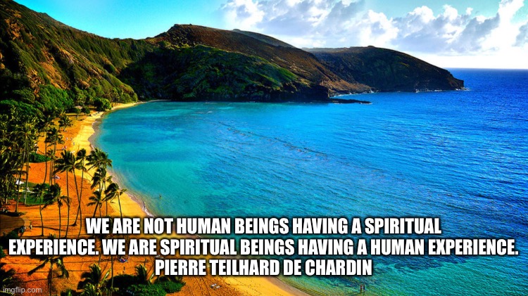 WE ARE NOT HUMAN BEINGS HAVING A SPIRITUAL EXPERIENCE. WE ARE SPIRITUAL BEINGS HAVING A HUMAN EXPERIENCE.
PIERRE TEILHARD DE CHARDIN | image tagged in spirituality | made w/ Imgflip meme maker