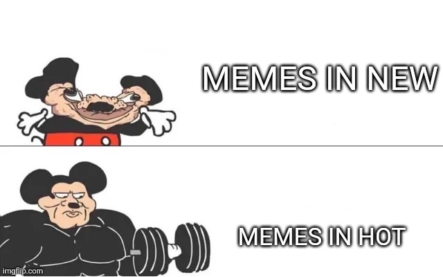 Upvote to get this to hot | MEMES IN NEW; MEMES IN HOT | image tagged in mickey mouse drake | made w/ Imgflip meme maker