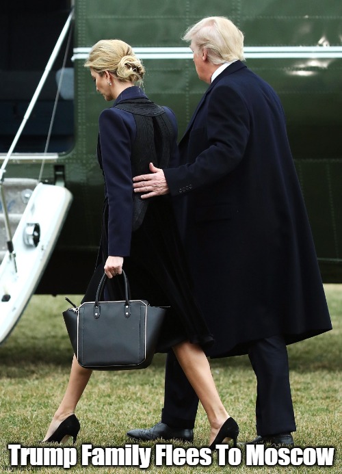 "Trump Family Goes Into Exile" | Trump Family Flees To Moscow | image tagged in trump crime family,trump family grifters,exile in moscow,trump family thieves gallery,banishment | made w/ Imgflip meme maker