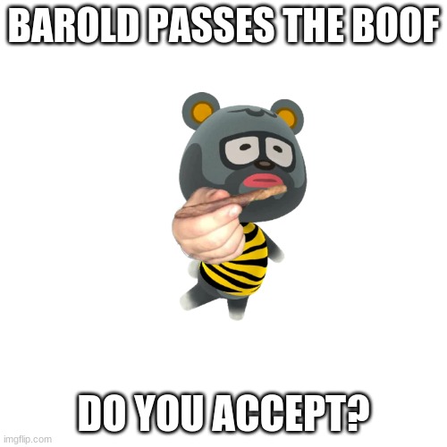 BAROLD PASSES THE BOOF; DO YOU ACCEPT? | image tagged in memes,animal crossing | made w/ Imgflip meme maker