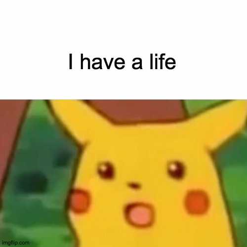 Surprised Pikachu Meme | I have a life | image tagged in memes,surprised pikachu | made w/ Imgflip meme maker