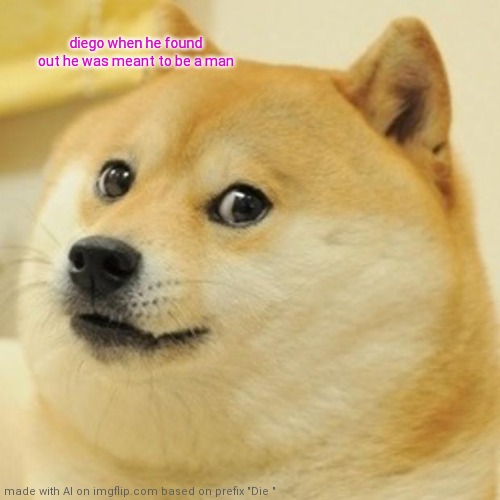 Ai is the future of memes | diego when he found out he was meant to be a man | image tagged in memes,doge | made w/ Imgflip meme maker