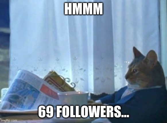 Nice. | HMMM; 69 FOLLOWERS... | image tagged in memes,i should buy a boat cat | made w/ Imgflip meme maker