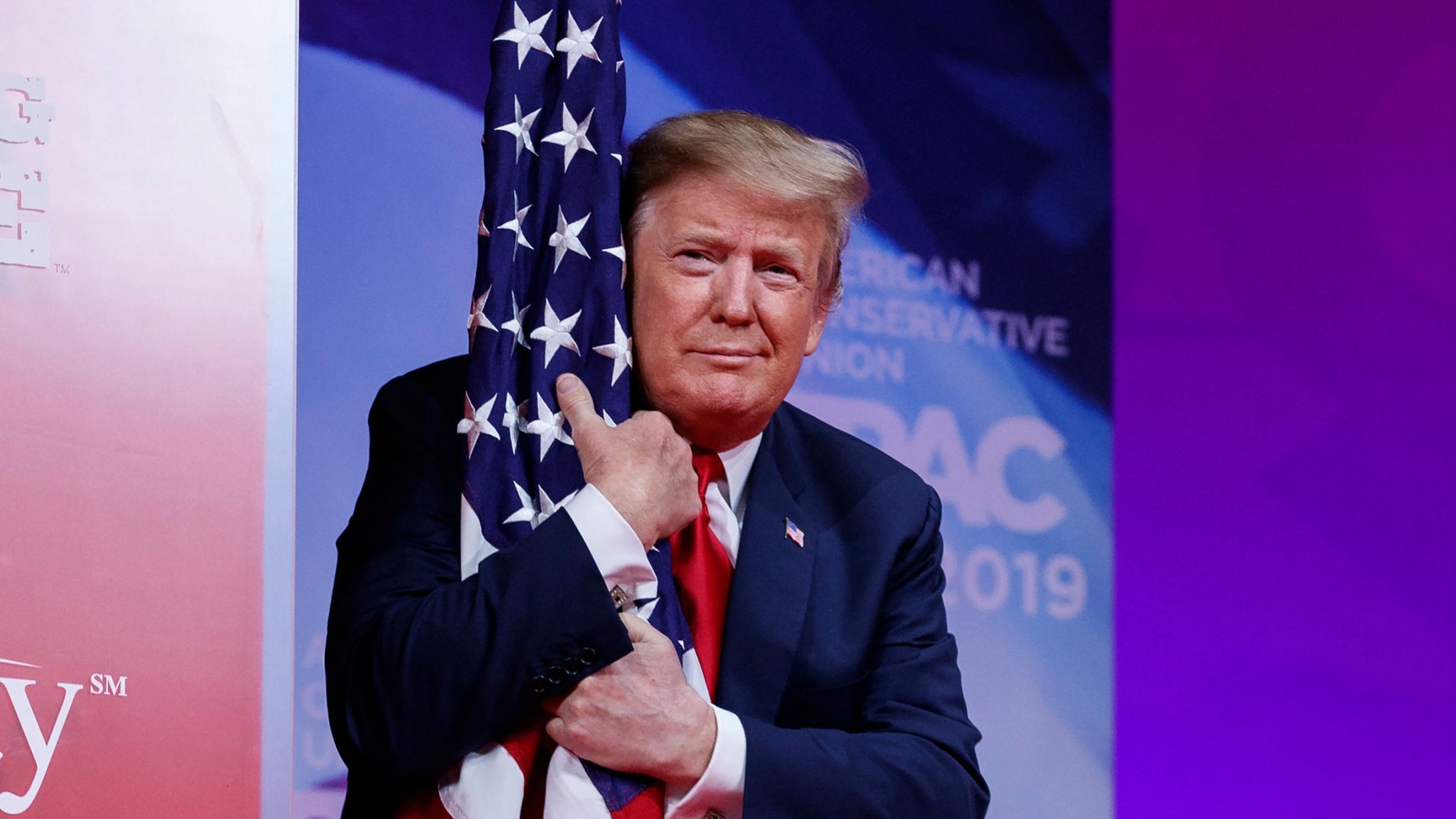 High Quality Trump flag hugging Blank Meme Template