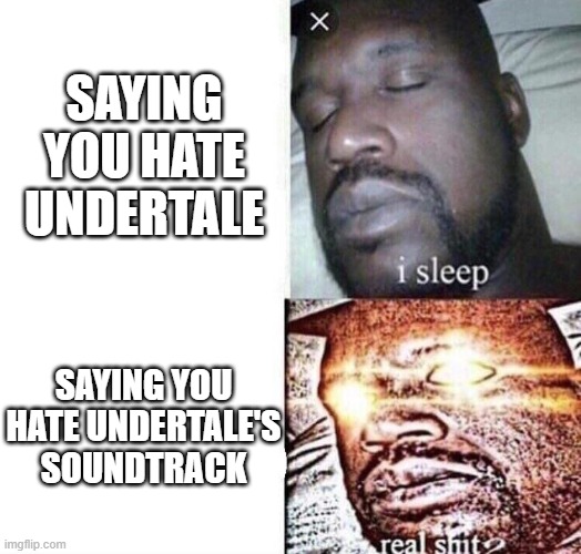 i sleep real shit | SAYING YOU HATE UNDERTALE; SAYING YOU HATE UNDERTALE'S SOUNDTRACK | image tagged in i sleep real shit | made w/ Imgflip meme maker