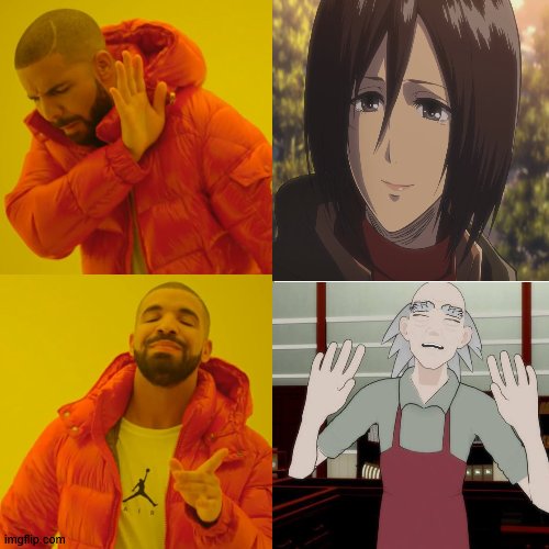top tier waifu right there                      (if it isnt obvious its a joke) | image tagged in anime,rwby,aot,mikasa | made w/ Imgflip meme maker