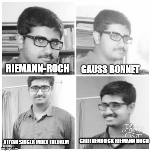 Thank you, FIITJEE Ranchi | RIEMANN-ROCH; GAUSS BONNET; GROTHENDIECK RIEMANN ROCH; ATIYAH SINGER INDEX THEOREM | image tagged in thank you fiitjee ranchi | made w/ Imgflip meme maker