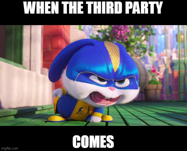 multiplayer gaming | WHEN THE THIRD PARTY; COMES | image tagged in multiplayer | made w/ Imgflip meme maker