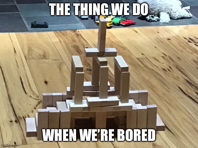 Jenga again! | THE THING WE DO; WHEN WE’RE BORED | made w/ Imgflip meme maker