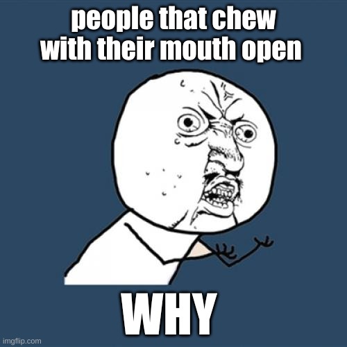 Y U No Meme | people that chew with their mouth open; WHY | image tagged in memes,y u no | made w/ Imgflip meme maker