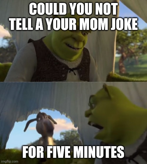 Mothers to their middle schoolers | COULD YOU NOT TELL A YOUR MOM JOKE; FOR FIVE MINUTES | image tagged in could you not ___ for 5 minutes | made w/ Imgflip meme maker