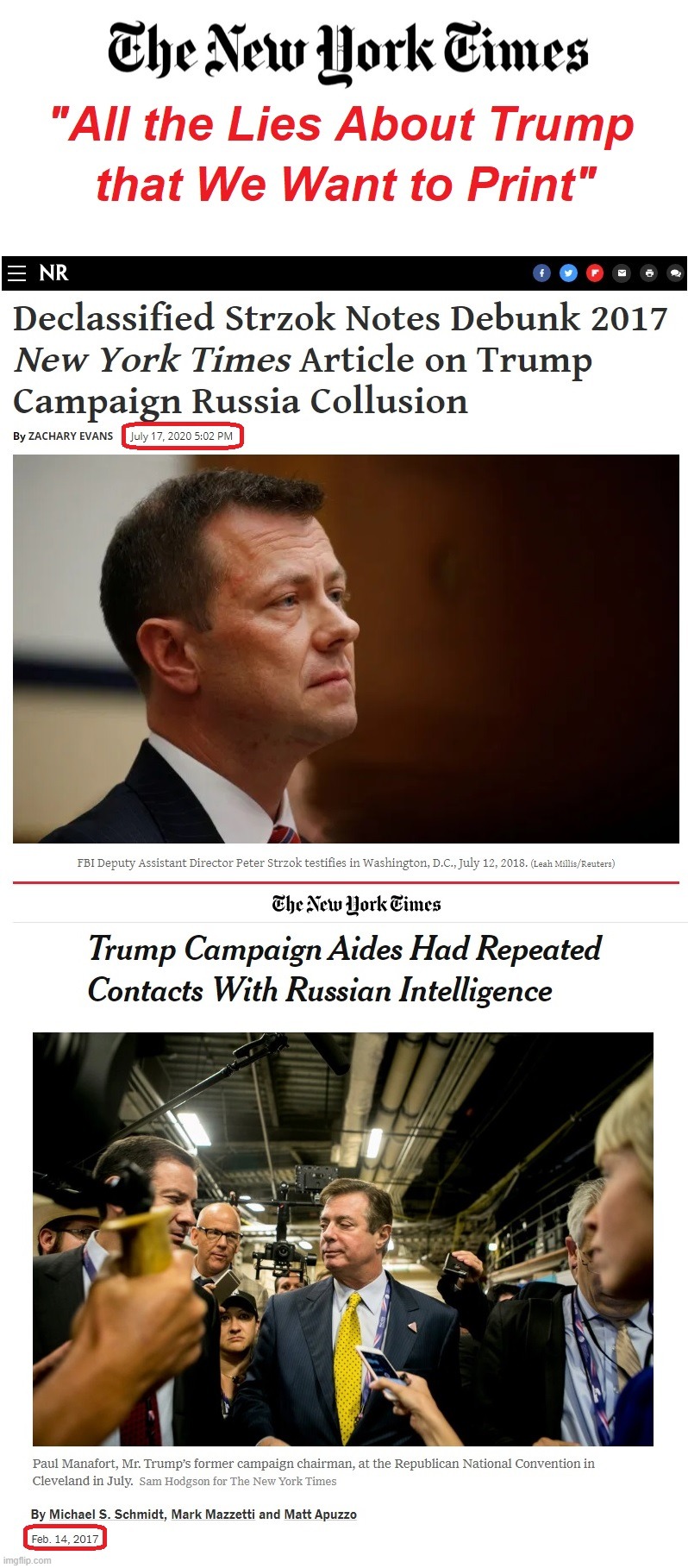 New York Times caught making up lies about Trump colluding with Russia | image tagged in new york times fake news,new york times lies | made w/ Imgflip meme maker