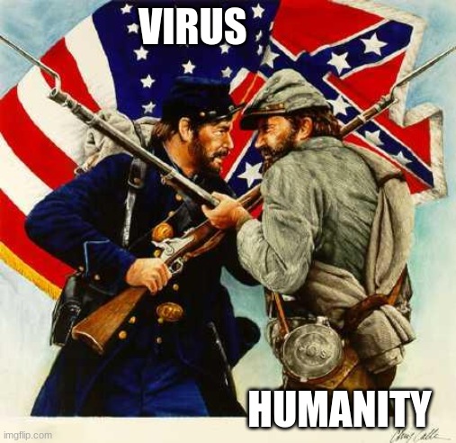 Civil War Soldiers | VIRUS; HUMANITY | image tagged in civil war soldiers | made w/ Imgflip meme maker