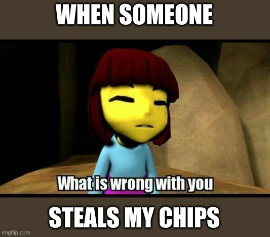 wat | WHEN SOMEONE; STEALS MY CHIPS | image tagged in wat | made w/ Imgflip meme maker
