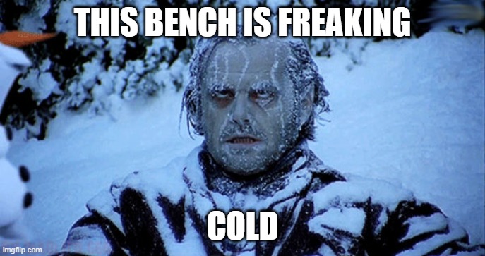 Freezing cold | THIS BENCH IS FREAKING COLD | image tagged in freezing cold | made w/ Imgflip meme maker