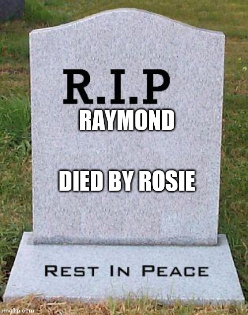 RAYMOND DIED BY ROSIE | image tagged in rip headstone | made w/ Imgflip meme maker
