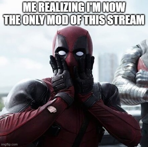 lol whoever started the Roddy_Ricch support stream account-deleted so now it's just little old me | ME REALIZING I'M NOW THE ONLY MOD OF THIS STREAM | image tagged in memes,deadpool surprised,meme stream,imgflip mods,imgflip humor,meanwhile on imgflip | made w/ Imgflip meme maker