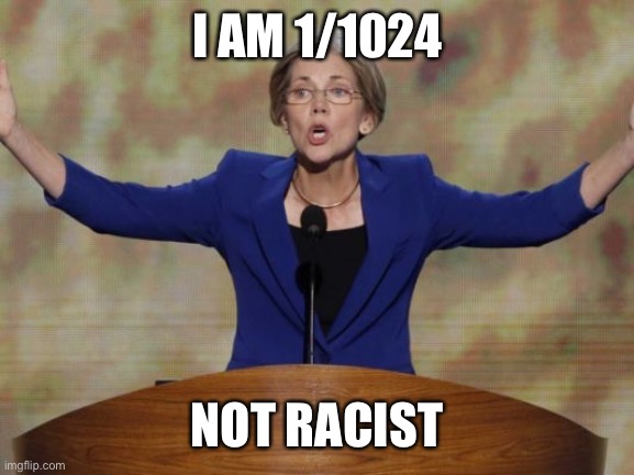 Elizabeth Warren | I AM 1/1024 NOT RACIST | image tagged in elizabeth warren | made w/ Imgflip meme maker