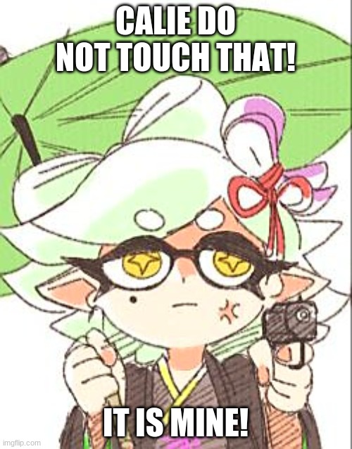 Marie with a gun | CALIE DO NOT TOUCH THAT! IT IS MINE! | image tagged in marie with a gun | made w/ Imgflip meme maker