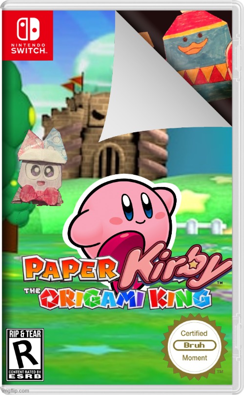 Paper Kirby: The Origami King | image tagged in kirby,paper mario,fake switch games,memes | made w/ Imgflip meme maker
