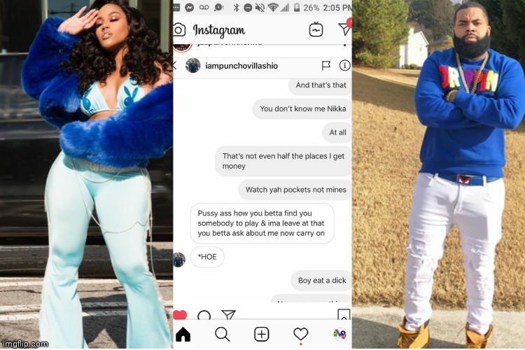 BlogNae YoureMyBoooyfriend Star PunchoVillaShio went at it in her DM's with LoveandHipHopNewYork and GrowingUpHipHopAtl Star Jho | image tagged in jhonniblaze,love and hip hop | made w/ Imgflip meme maker