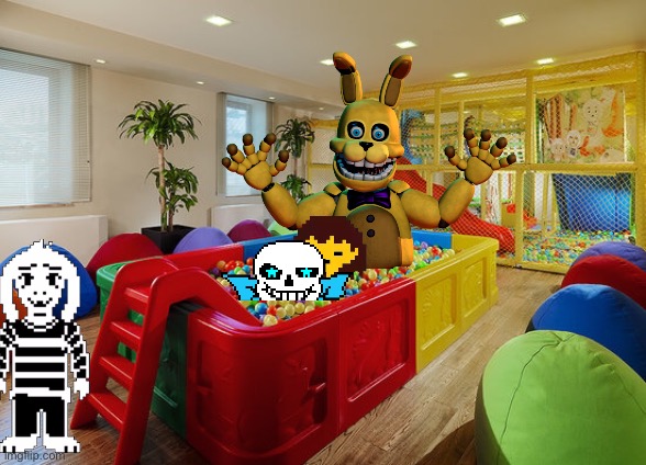 Aww.. look at those kids! They’re playing in the ball pit. What can possibly goes wrong with that? | image tagged in funny,undertale,frisk,asriel,sans,memes | made w/ Imgflip meme maker