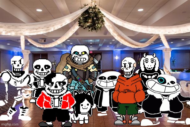 Meanwhile in the party room.... | image tagged in memes,funny,sans,papyrus,temmie,undertale | made w/ Imgflip meme maker