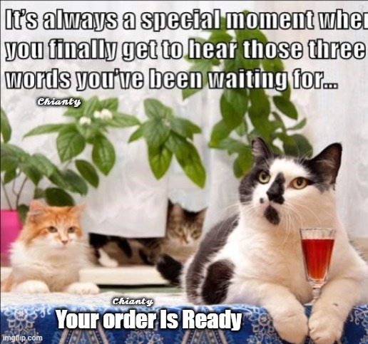 That special moment | 𝓒𝓱𝓲𝓪𝓷𝓽𝔂; Your order Is Ready; 𝓒𝓱𝓲𝓪𝓷𝓽𝔂 | image tagged in ready | made w/ Imgflip meme maker