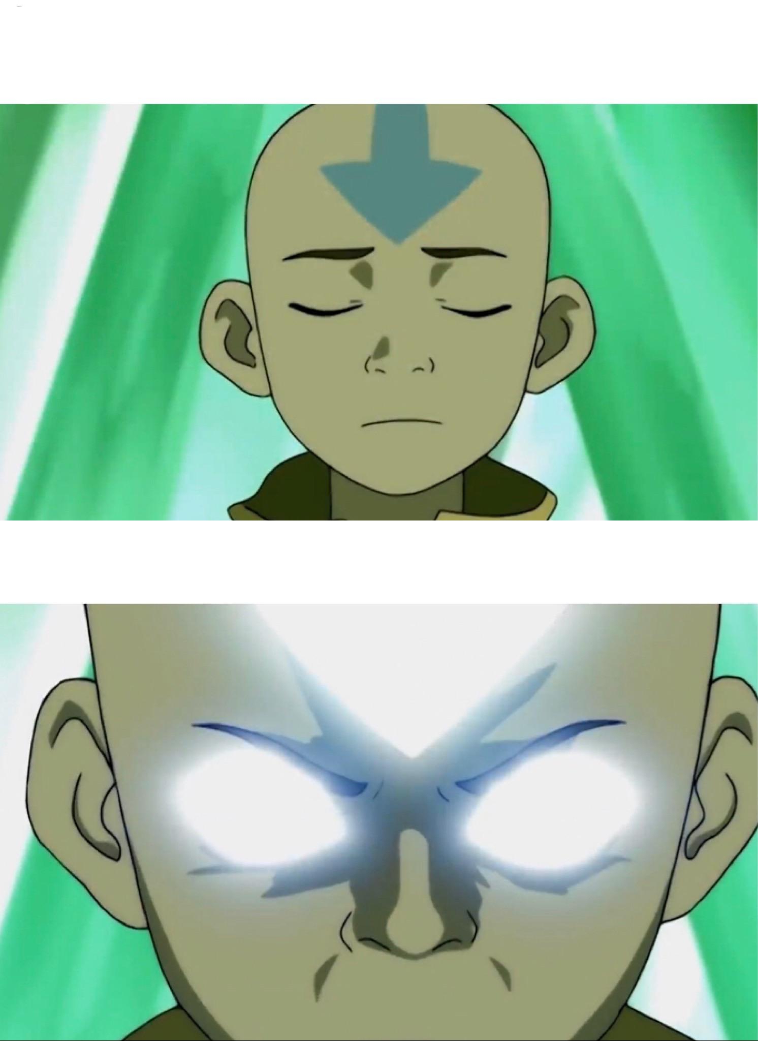 Aang Going Avatar State Blank Meme Template
