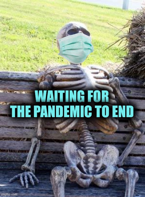 Bones | WAITING FOR THE PANDEMIC TO END | image tagged in memes,waiting skeleton,thugs | made w/ Imgflip meme maker