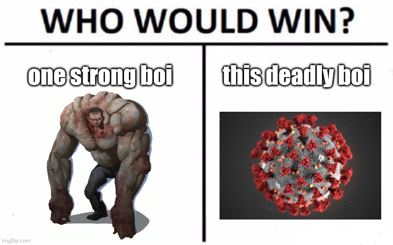 Deadly boi goes pandemic ha ha brrr | one strong boi; this deadly boi | image tagged in memes,who would win | made w/ Imgflip meme maker